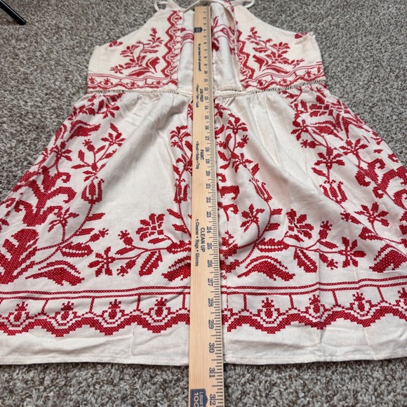 Farm Rio XL White Red Floral Halter Dress Boho Festival Summer Mini Crochet - Picture 4 of 11